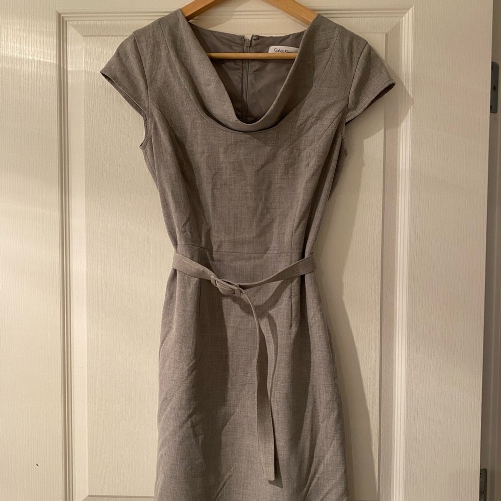 Calvin Klein Gray Dress With Belt